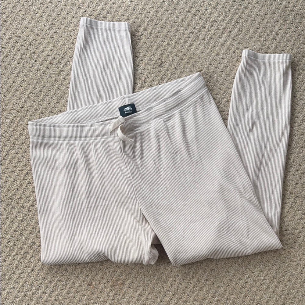 Roots Cozy Cream Ribbed Lounge Pants Leggings